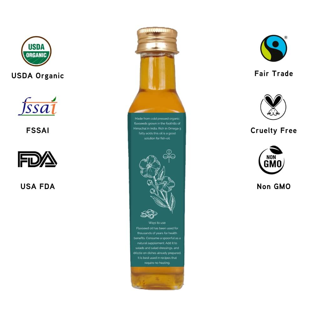ADI Organic Flaxseed Oil Cold Pressed Unrefined USDA Certified Organic