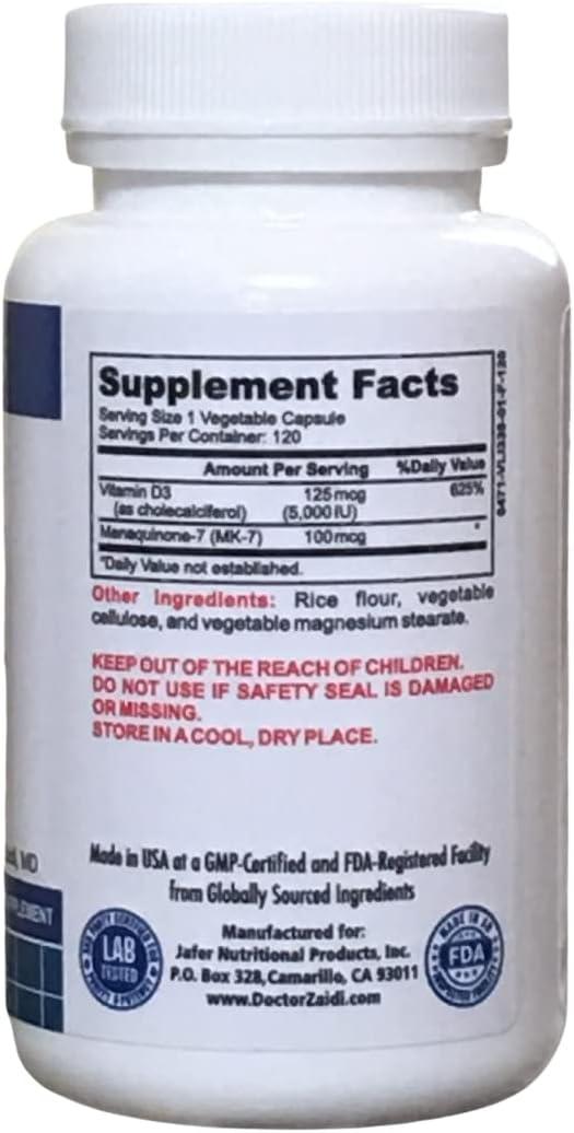 Dr. Z's Vitamins Vitamin D3 K2 Vitamin D3 5000 IU + 100 MCG Vitamin