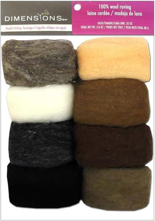 Earth Tones Wool Roving pack of 8 by Dimensions