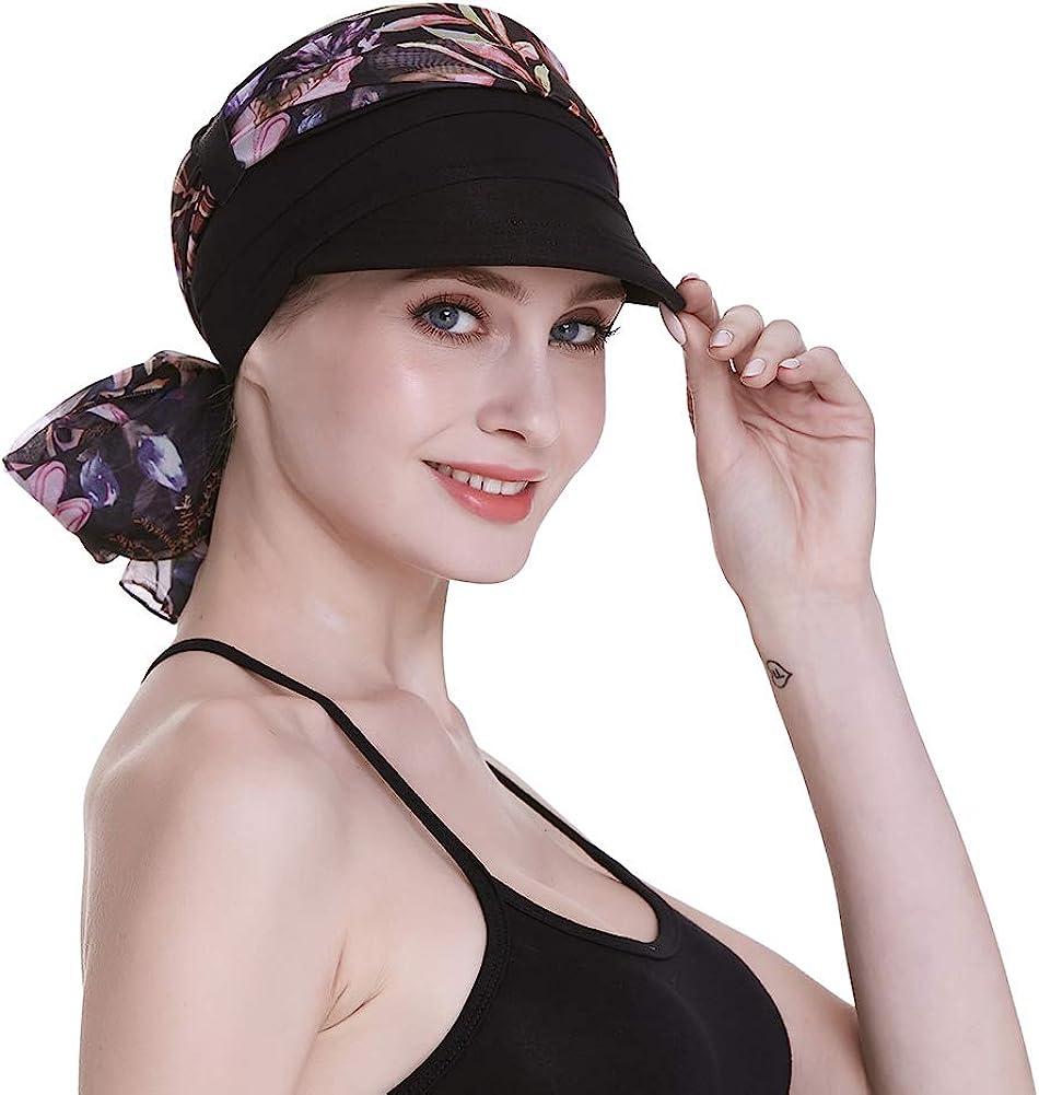 Women's Chemo Headwear: Black Newsboy Cap with Scarfs Ideal Gift