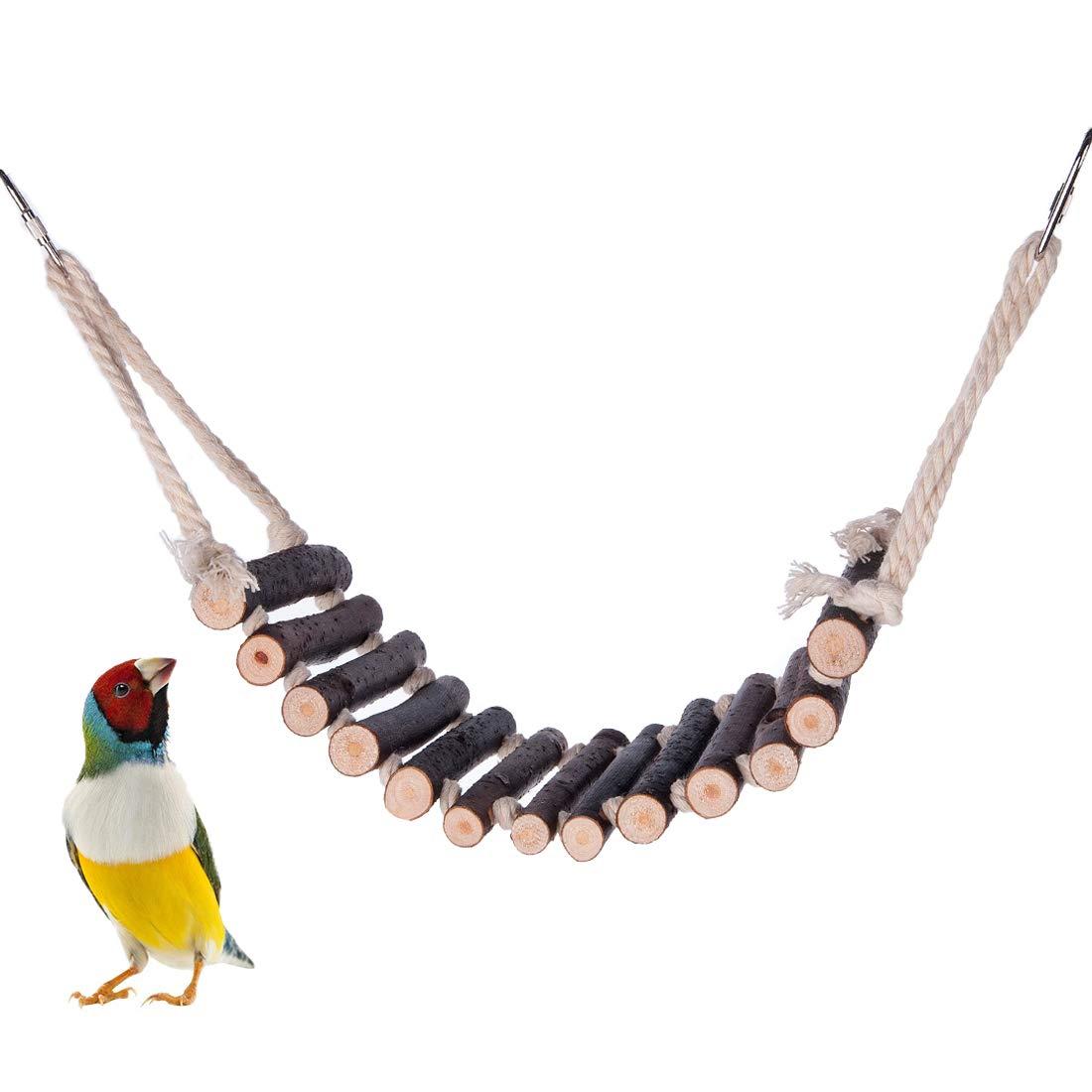 Yiflin Natural Wooden Bird Ladder Bird Bridge, 13Step Wood Ladder, 17Inch