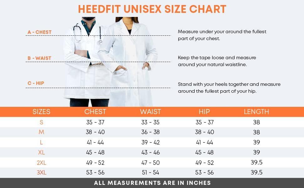 HEEDFIT Premium Unisex Lab Coat Comfortable Poly-Cotton
