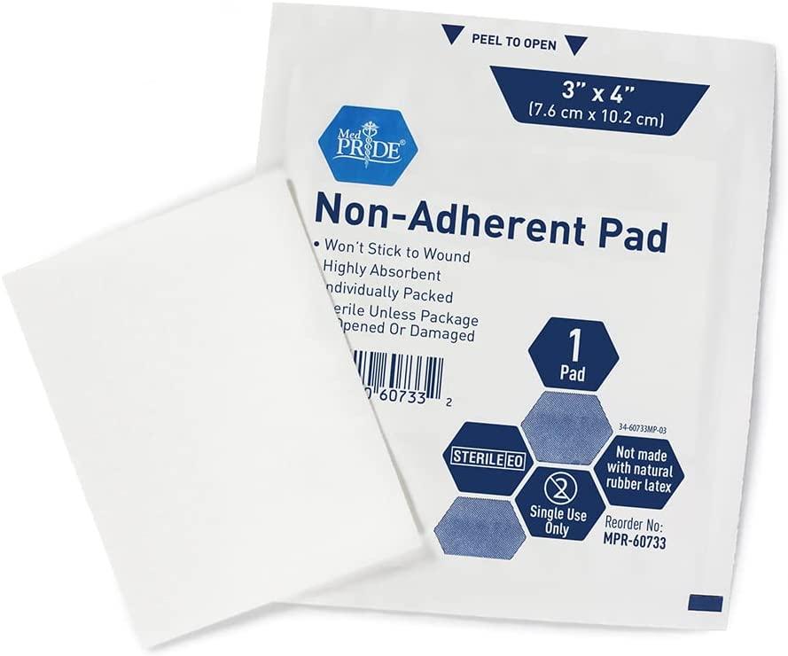 Medpride Sterile NonAdherent Pads 100Pack 3x4 NonAdhesive & Highly