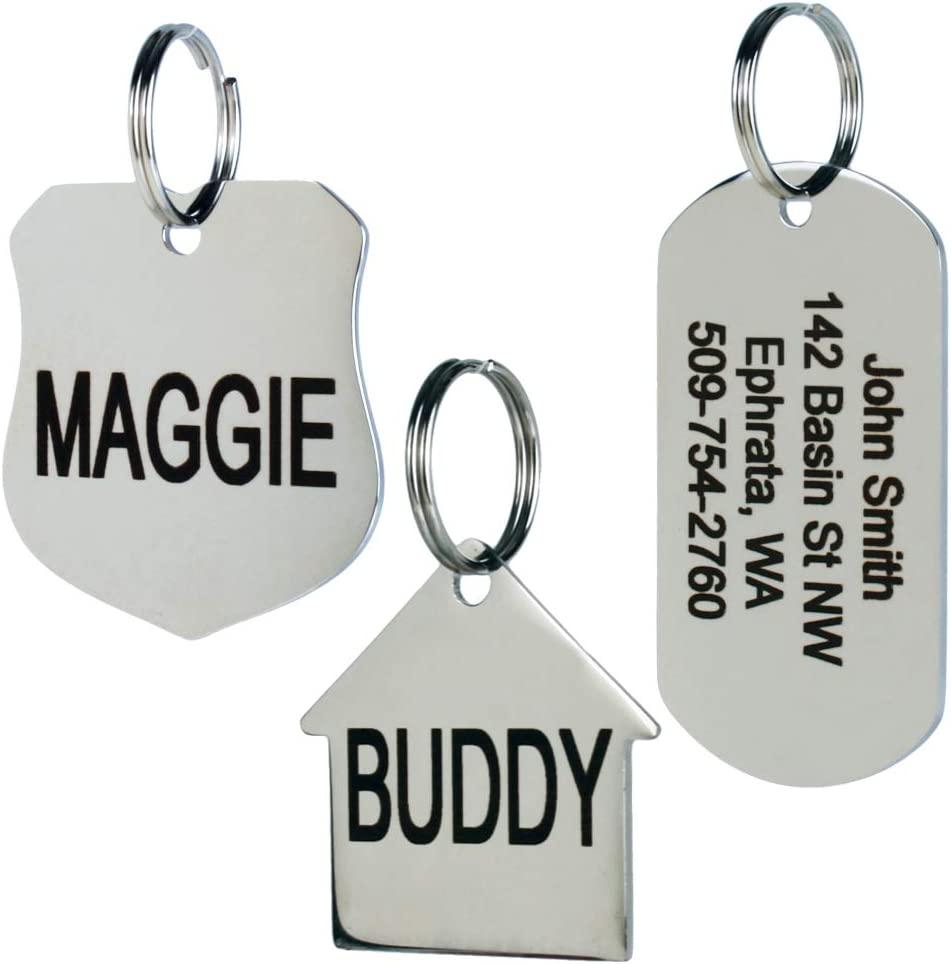 GoTags Dog Tags Personalized Engraved Pet ID Tags, Stainless Steel Dog