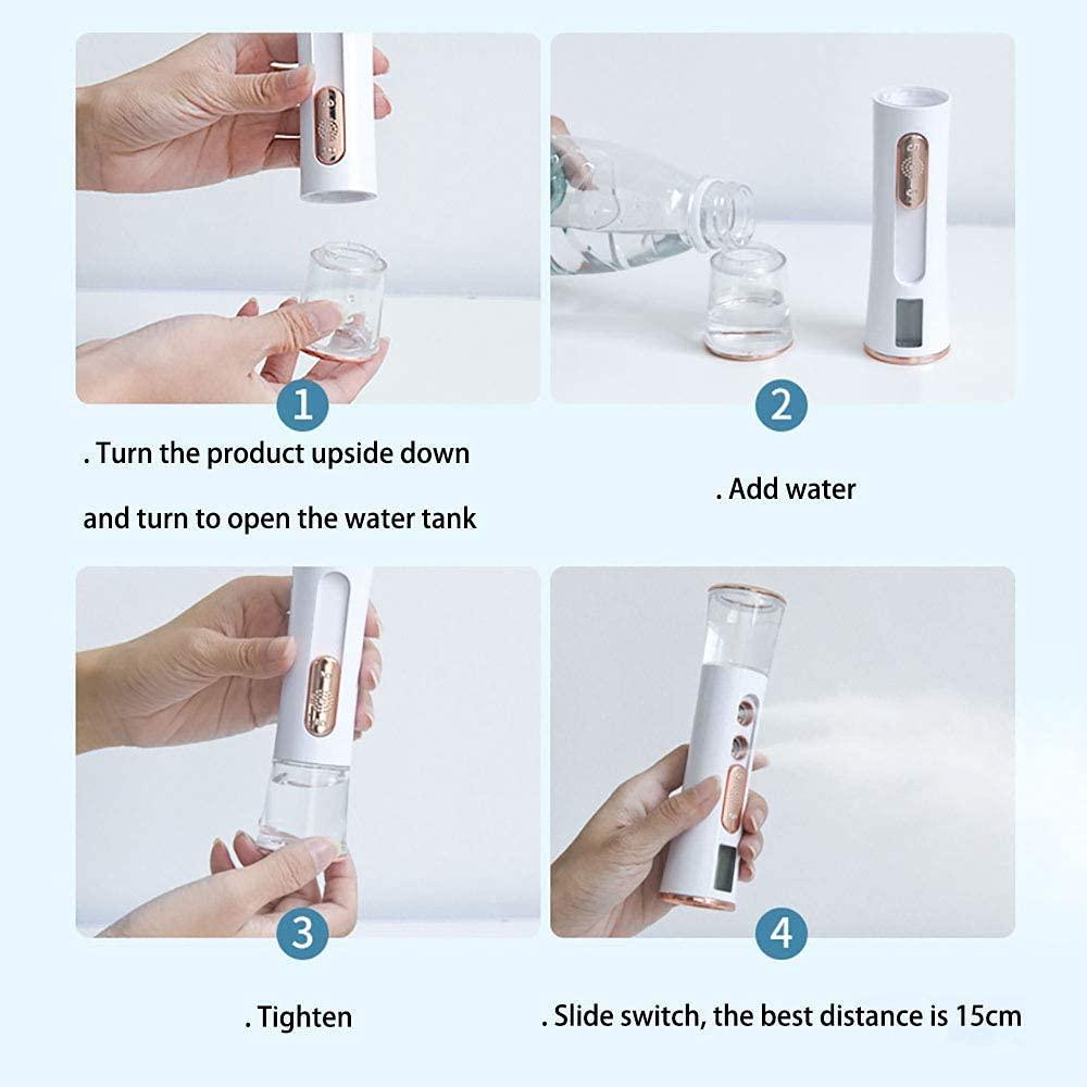 Portable Nano Facial Mister,Doublehole USB Mini Cool Face Mist Steamer