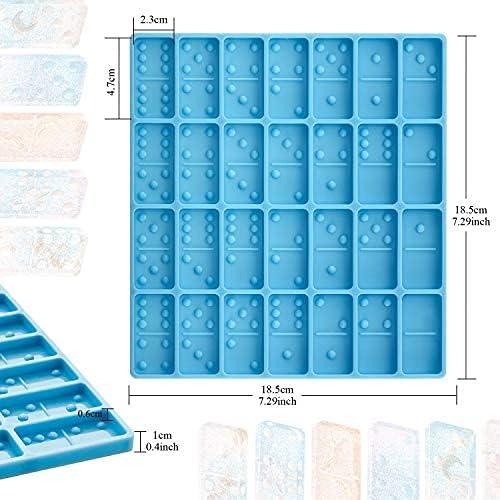 Domino Mold for Epoxy Domino Mold for Resin Candy Molds Clay Mold Dominoes  Molds 28 Cavities Silicone Mold for Pendant Epoxy Molds Cake Jewelry Making  Tool (Blue,125 Gram)