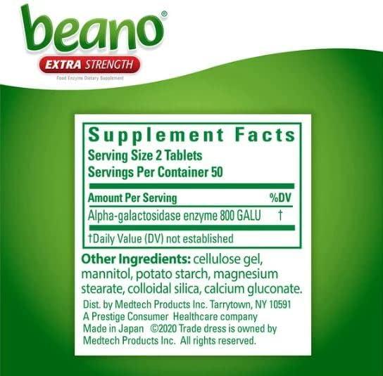 Beano Food Enzyme Dietary Supplement Tablets 100 Tablets by Beano