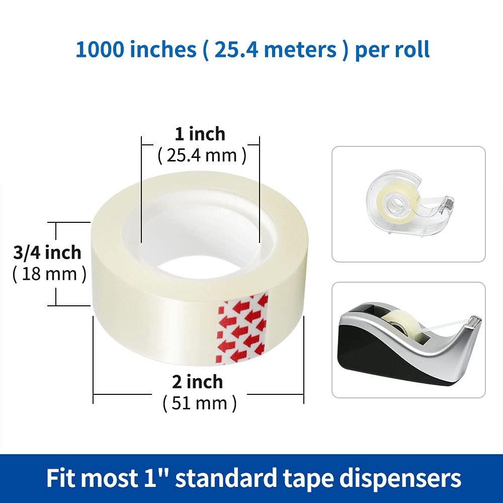 10/20 Rolls Transparent Tape Refill, 3/4 Inch X 1000 Inch Transparent Tape  For Gift Wrapping, Home And School Office Supplies