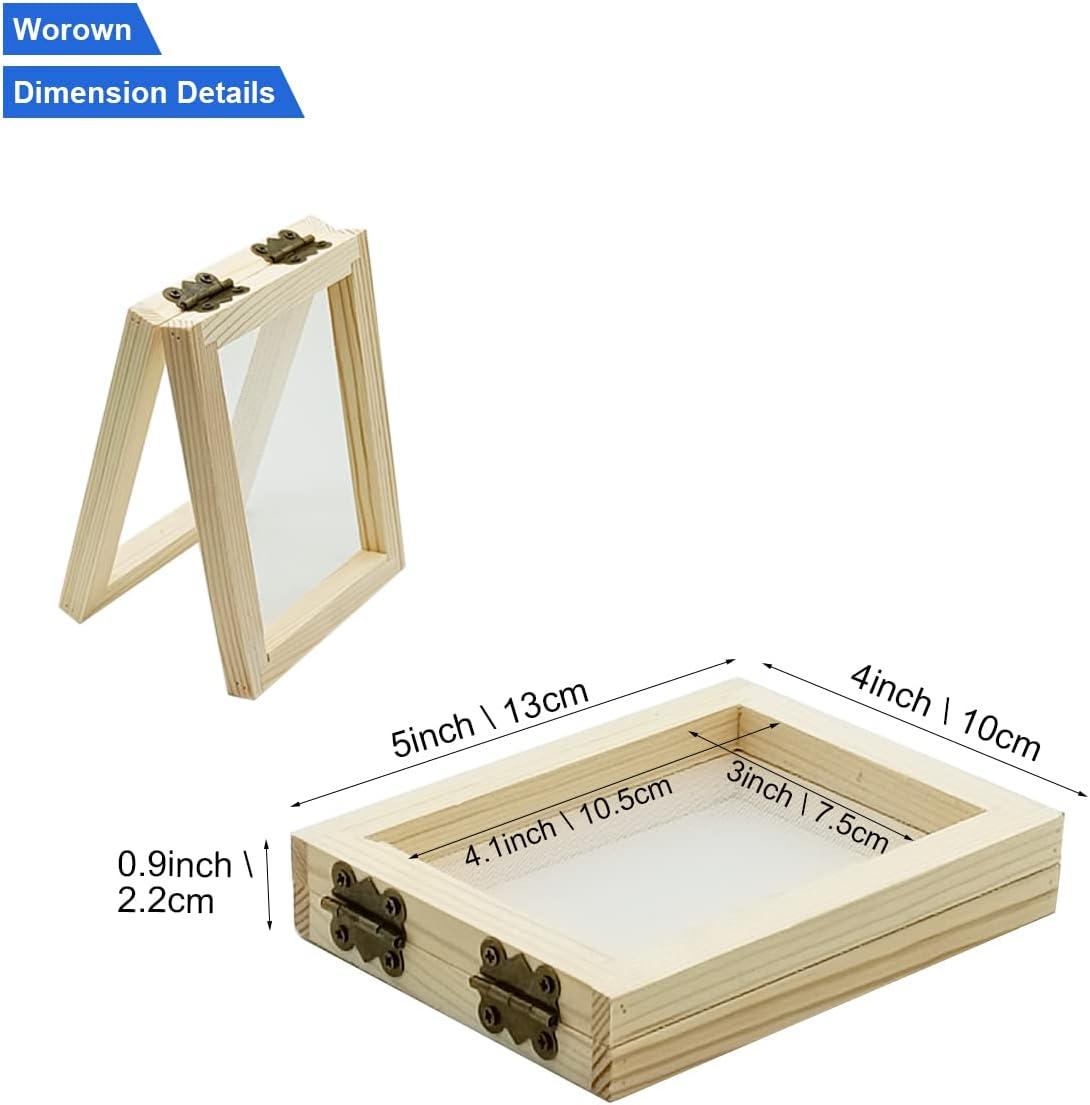Worown A4 Size Paper Making Screen, Natural Wooden Paper Making Mould, 10 x  14 inch Wooden Paper Making Frame for DIY Paper Craft and Dried Flower