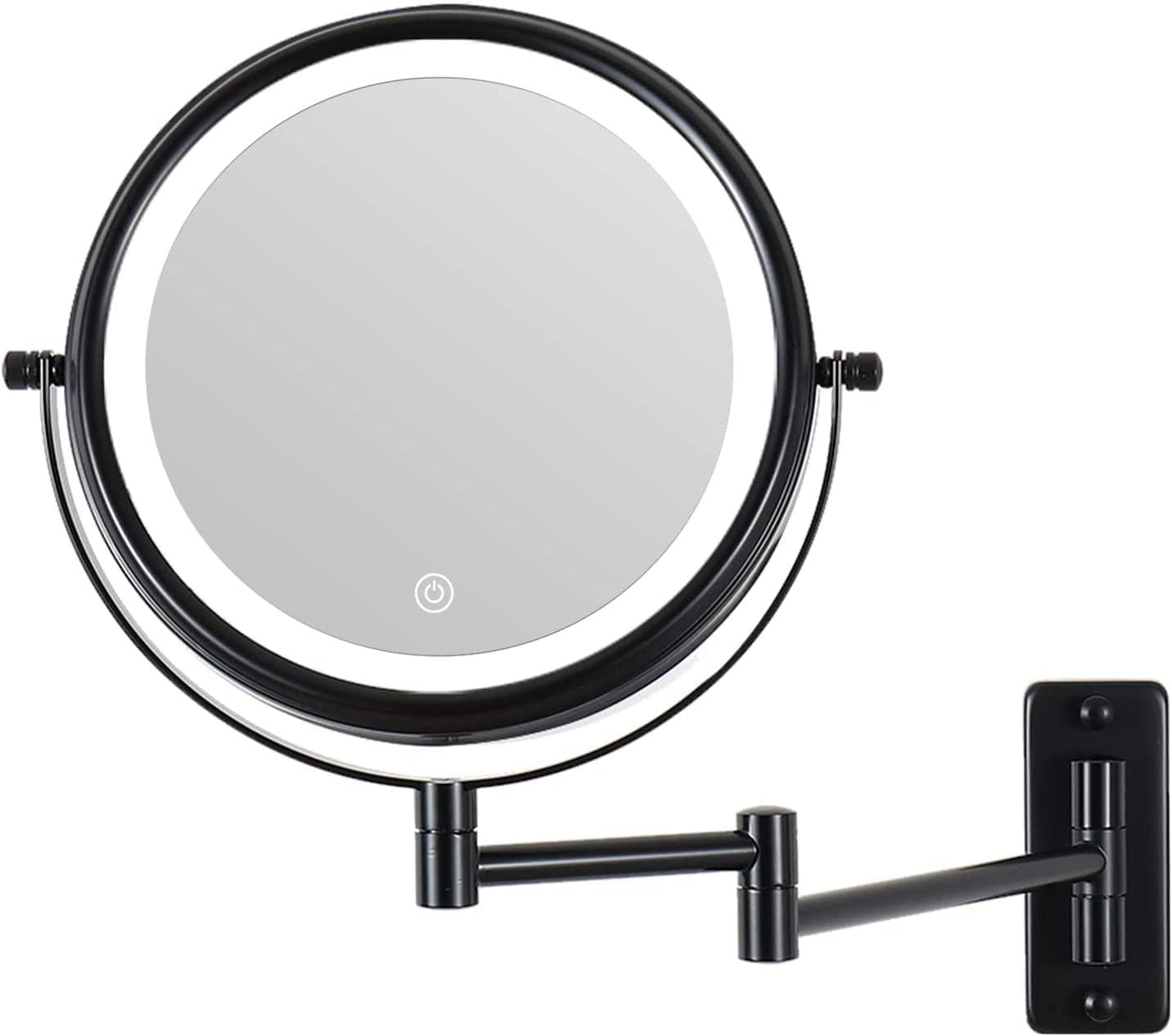 Wall Mounted Lighted Makeup Mirror 10X LED Magnifying Mirror with 3