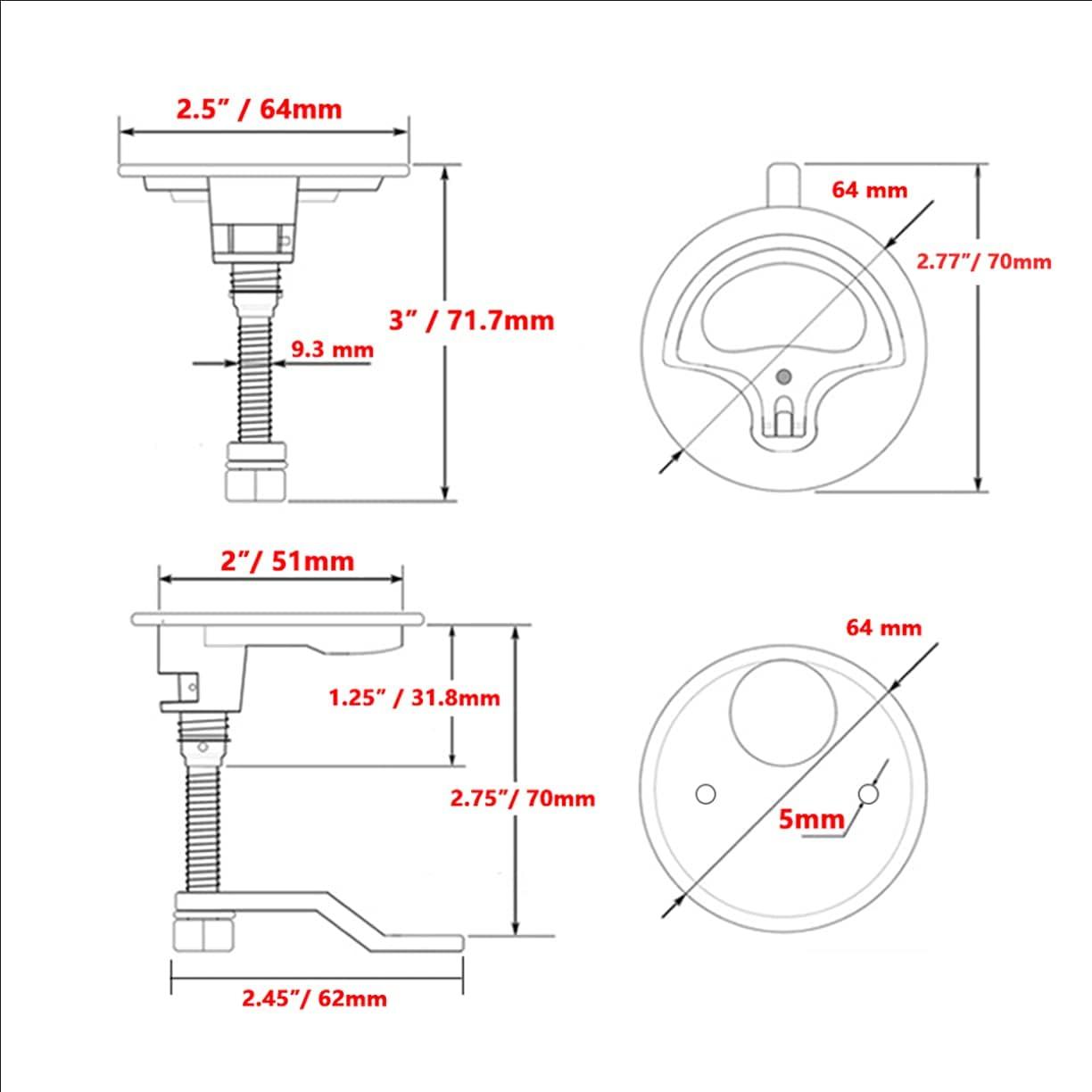 Stainless Steel Hinges Marine Grade Pontoon Door Latch Marine 316 Stainless Steel Flush Pull Hatch Lift Adjustable Locking Arm Height Boat Cam Latch With Back Plate Es Marine Boat Hatch
