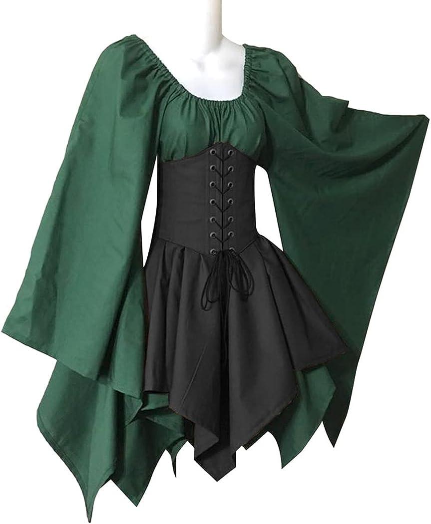 Medieval Costume Women's Renaissance Flare Sleeve Corset Skirt ...