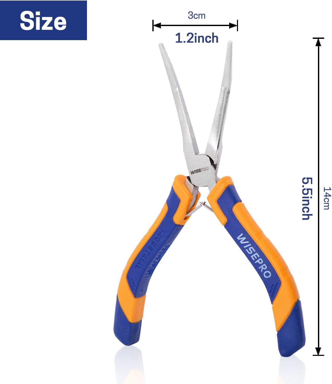 WISEPRO 6 Mini 45Degree Bent Long Nose Pliers for Jewelry & Craft