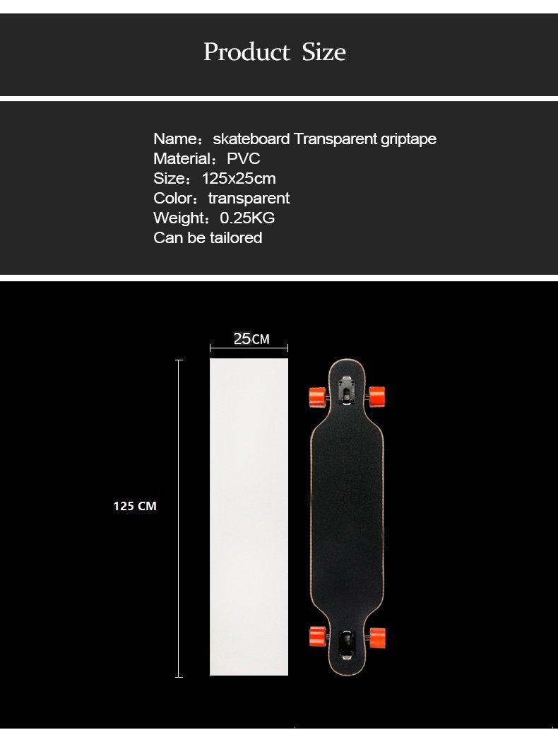ZUEXT 11" x 50" Clear Skateboard Grip Tape, Waterproof Scooter Grip