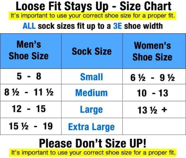 Loose Fit Stays Up Men's and Women's Medical Socks (Pack of 3) Made in USA.  Cushioned Sole Medium White