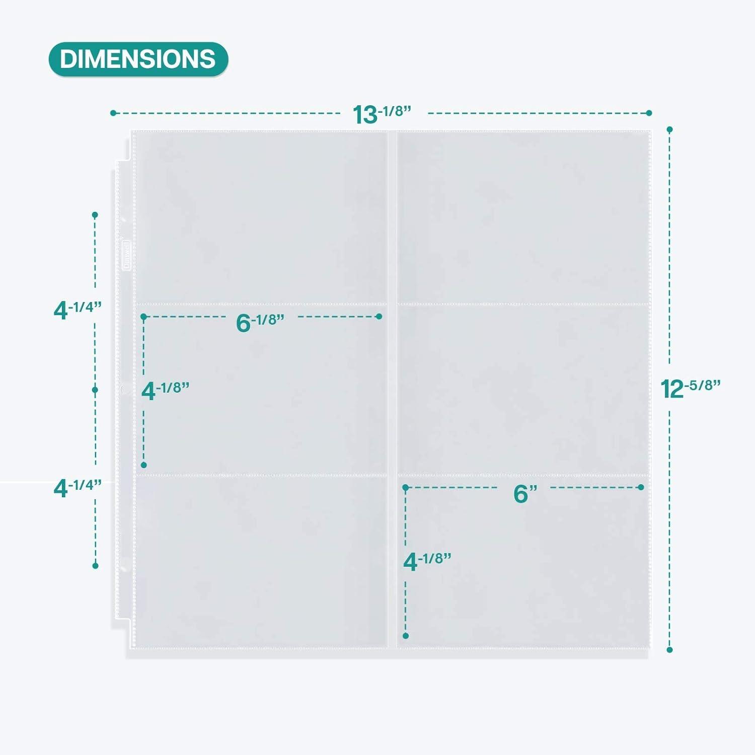 Dunwell 12x12 Photo Album Refill Pages 4x6 Landscape, 50 Pack