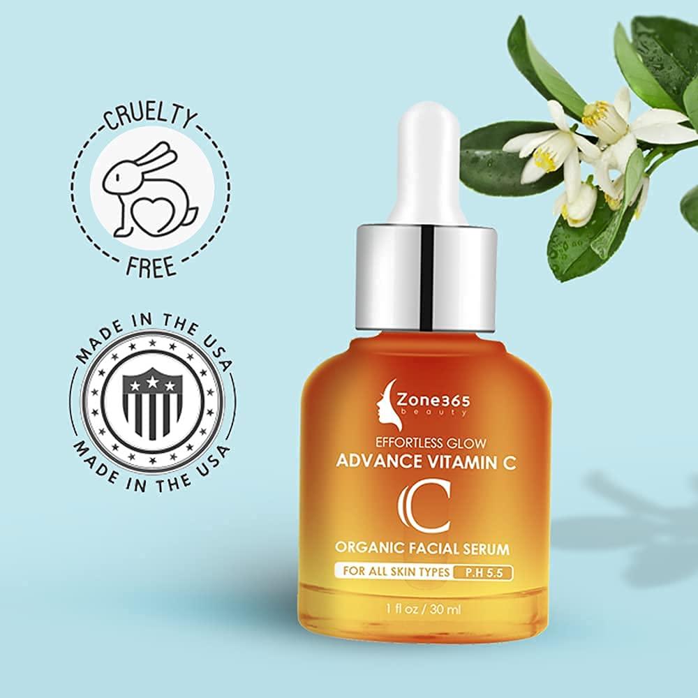 Zone 365 Vitamin C Topical Face Serum with Hyaluronic Acid Vitamin E