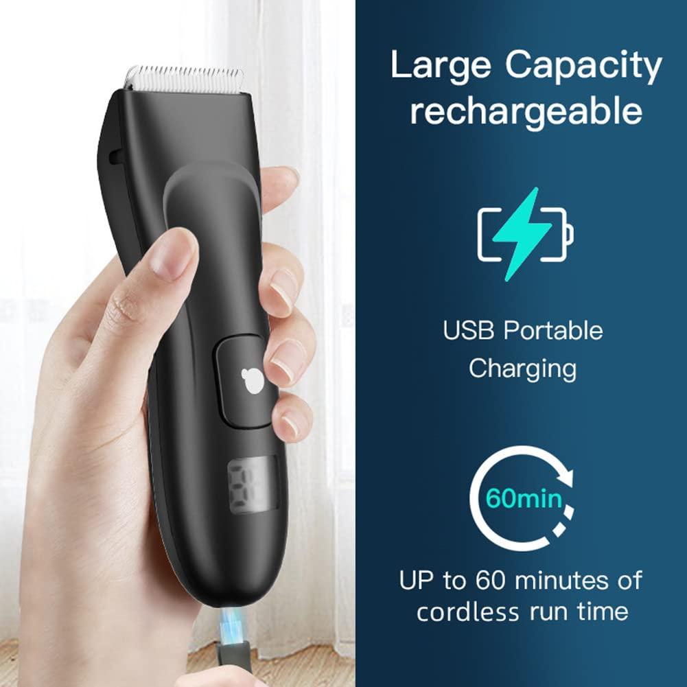 Quiet Groin Hair Trimmer for Men,Men's USB Rechargeable Electric Body ...