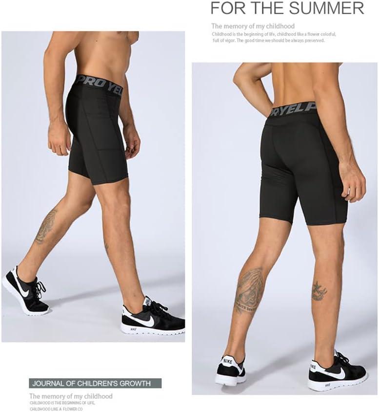 ABTIOYLLZ 3 Pack Compression Shorts for Men Spandex Running Workout  Athletic Baselayer Underwear Shorts Pocket 3 Pack #Black+red+blue#84 Large