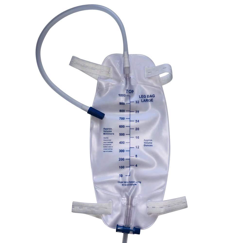 3 Pack EasyTap Catheter Leg Bag Urinary Drainage Bag, 1000ml, Anti