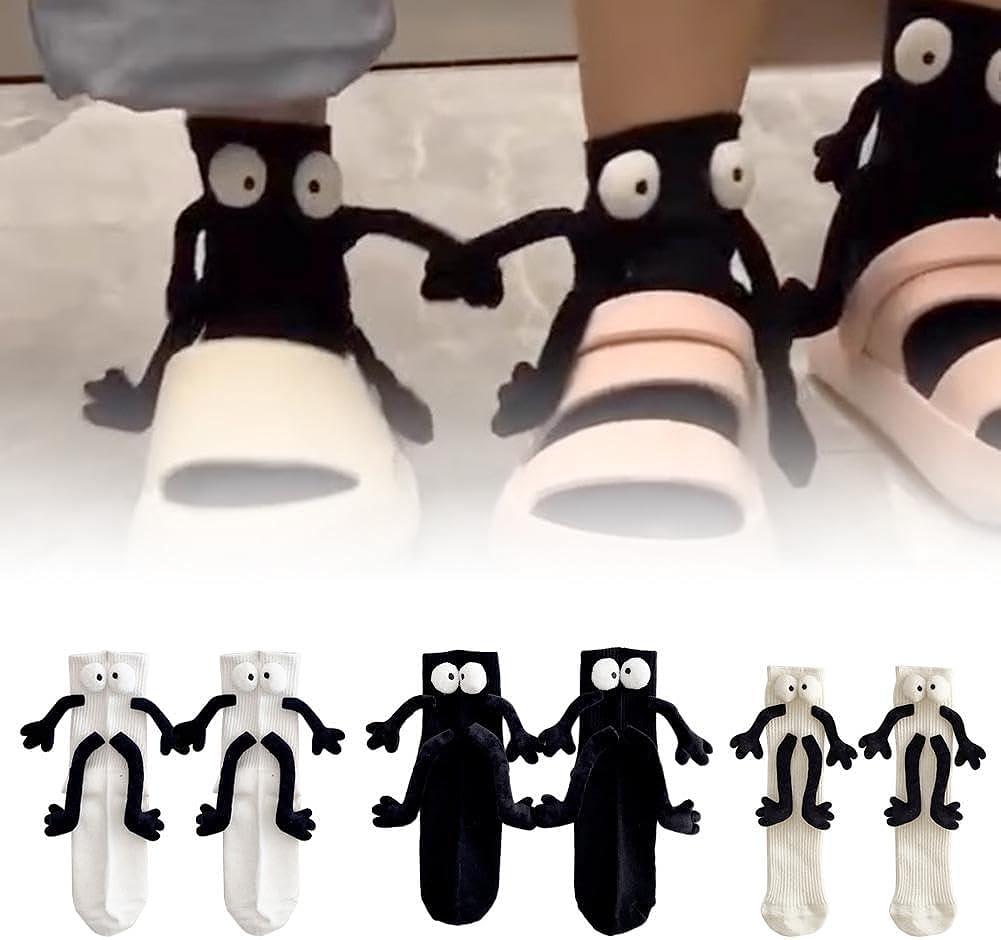 Funny Suction 3D Doll Couple Socks Novelty Couple Holding Hands Socks Show Off Socks