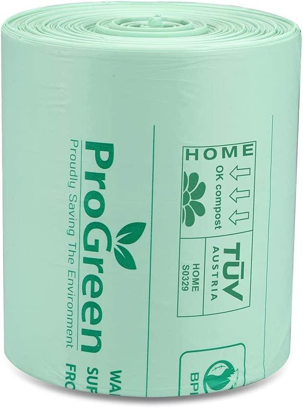 ProGreen 100 Compostable Bags 6 Gallon, Extra Thick 0.87 Mil, 30 Count
