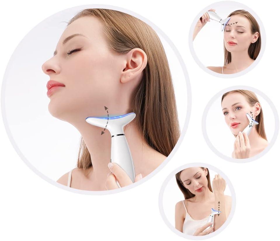 Anti Wrinkles Face Massager for Facial and Neck, Face Sculpting Tool  Vibration Massager Device with 3 Color Modes for Skin Care,Firm,Smooth and Tightens  Sagging Skin White