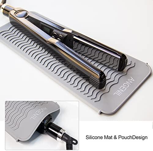 Heat Resistant Silicone Mat Pouch for Flat Iron, Curling Iron,  Hair Straightener, Portable Travel Pouch for Hot Hair Styling Tools, Gray :  Beauty & Personal Care