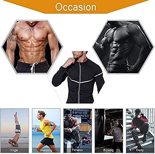 NINGMI Sauna Suit for Men Sweat - Long Sleeve Shirt Jacket Workout Body  Shaper Zipper Top Slimming Fitness Trainer Gym Black Large