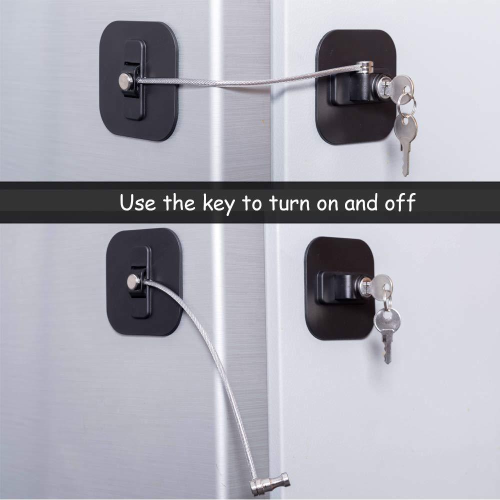 BAOWEIJD Fridge Lock Refrigerator Locks Freezer Lock with Key for Child Safety Locks to Lock Fridge and Cabinets (White Fridge Lock-1Pack)