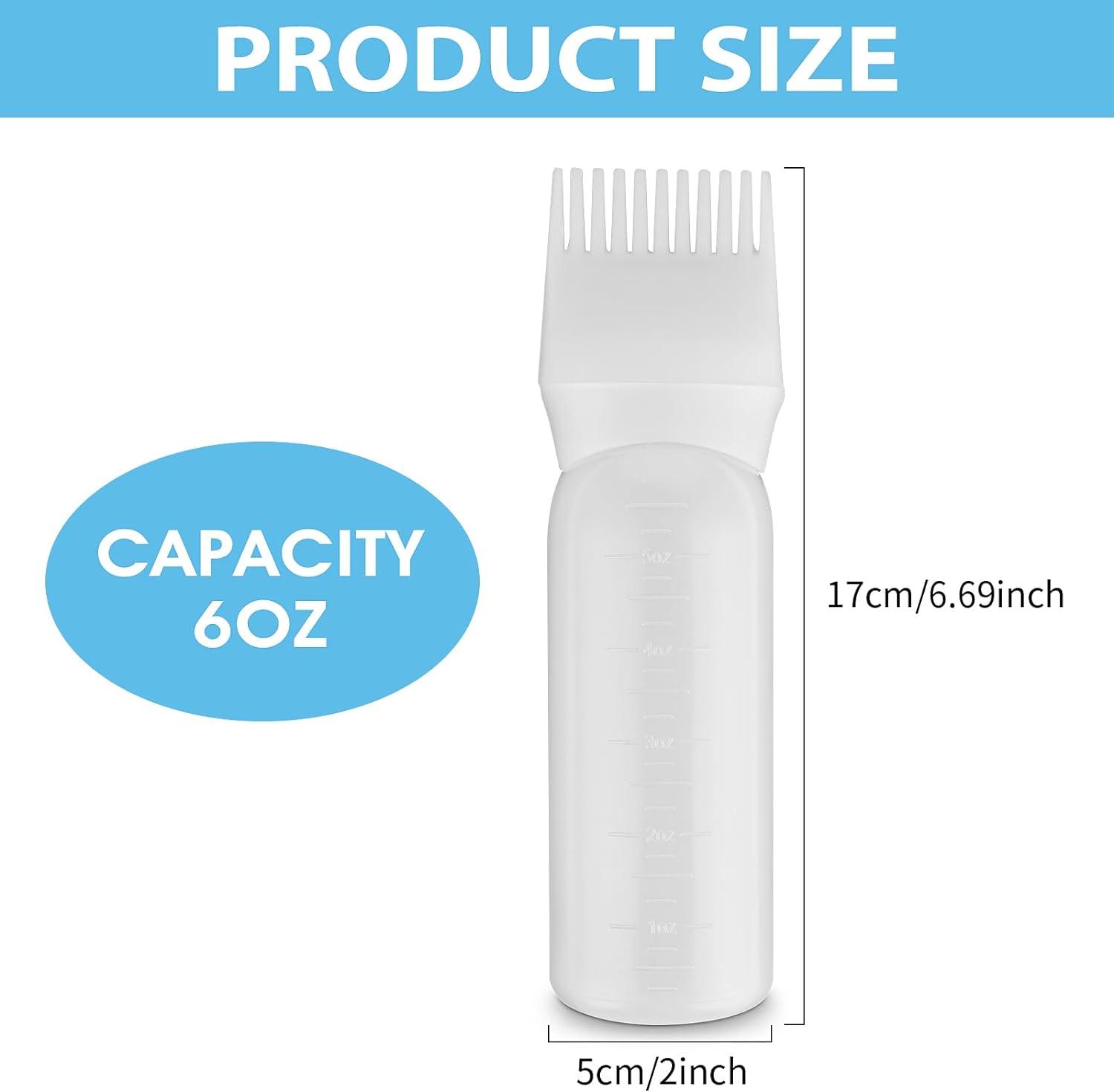 COMNICO Root Comb Applicator Bottle 6 Ounce Plastic Squeeze Hair Dye