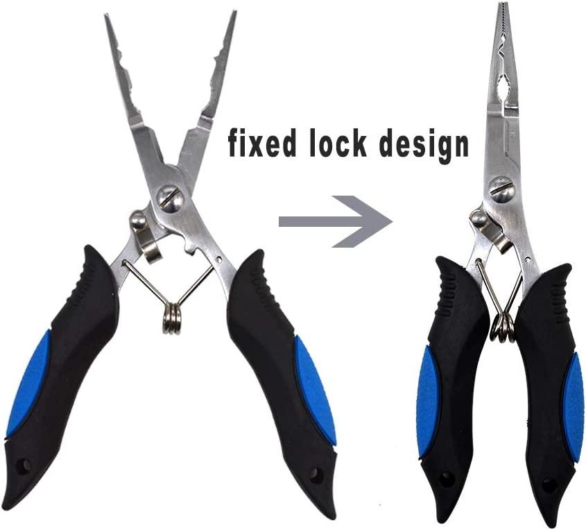 Amoygoog Stainless Steel Fishing Pliers, Fishing Needle Nose Pliers, Cut  Fishing Line Fishing Multitool Pliers with Sheath and Telescopic Lanyard  Color-1