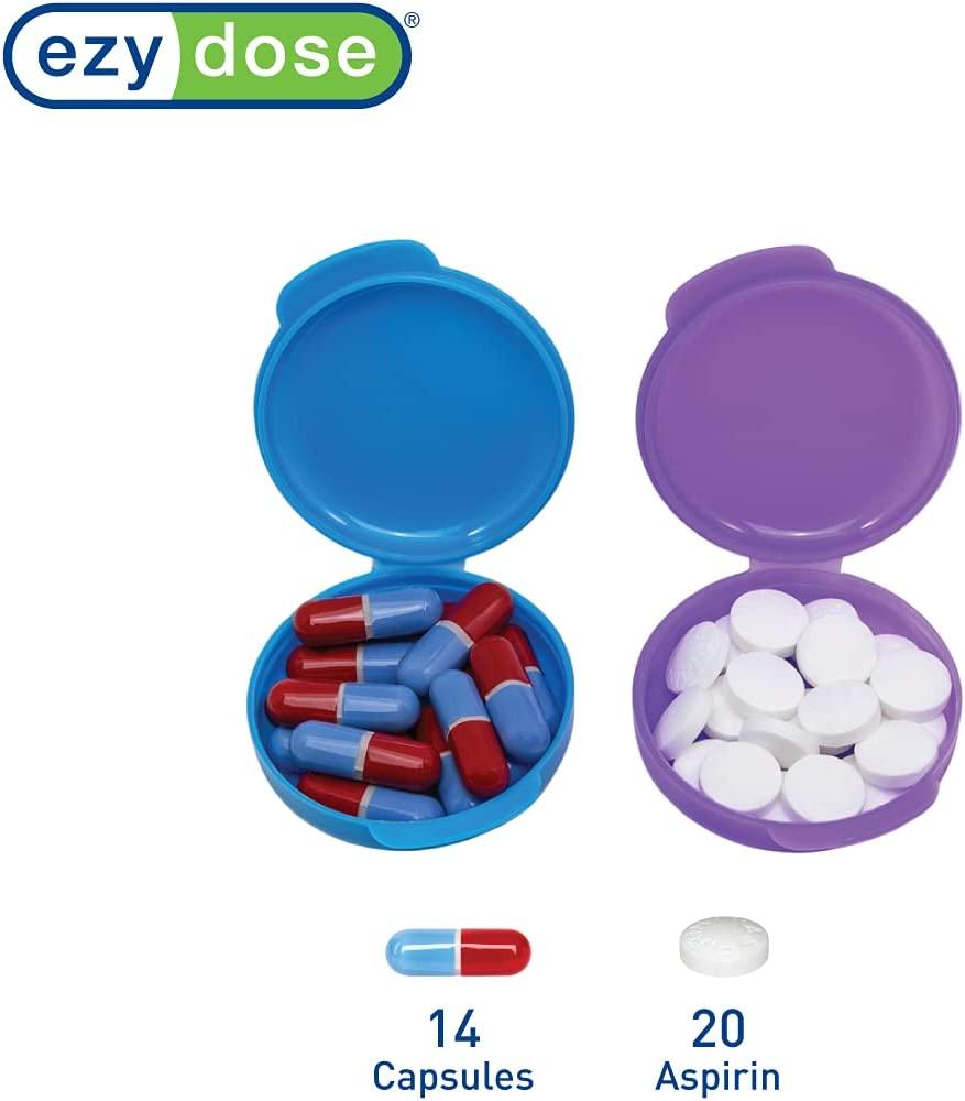 Ezy Dose Daily Round, Portable OnTheGo, Pill Box, Organizer and