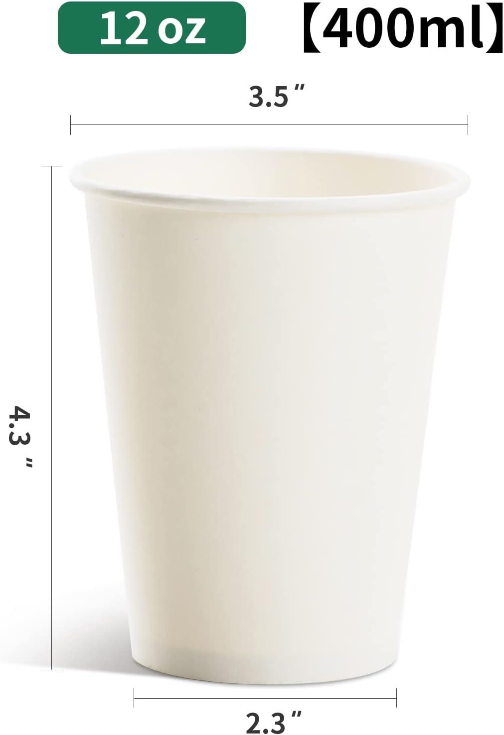 100 Pack] 8oz White Paper Coffee Cups - Disposable Paper Cups