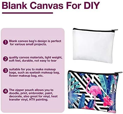 Blank Sublimation Canvas Bags, DIY Cosmetic Zipper Pouch Set (10 x 7  Inches, 15 Pieces)