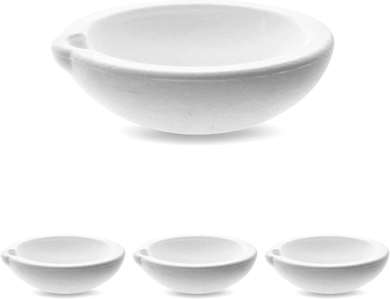 QWORK Ceramic Crucible Bowl, 4 Pcs Quartz Melting Dishes Pot for