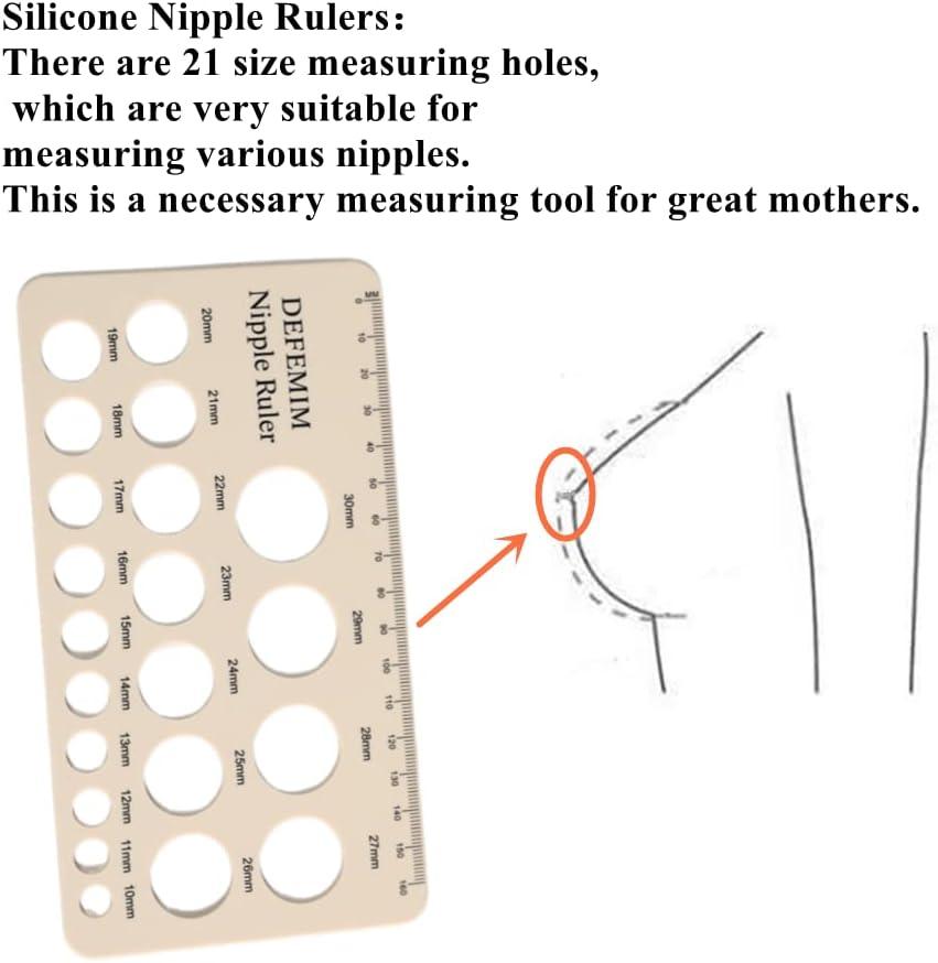 Flange Measurement Tool Sizing Nipple Rulers Set Silicone For Breast Pump Round And Rectangle Light Brown