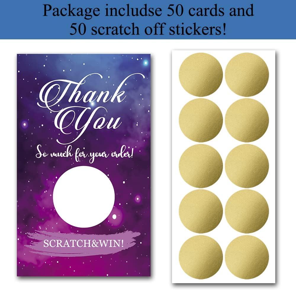 Haizct 50 Pack Thank You Blank Gift Certificate Scratch Off Cards for ...