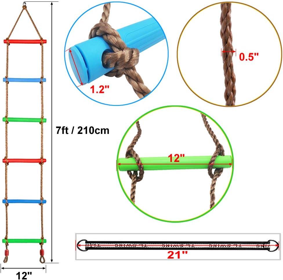 Xinlinke Climbing Rope Ladder Kids Tree Swing with Hanging Strap, Indoor and Outdoor Backyard