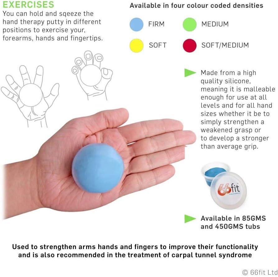 66fit Hand Therapy Exercise Putty 1lb/450gms Arthritis Finger Wrist Physio Exerciser Red Red