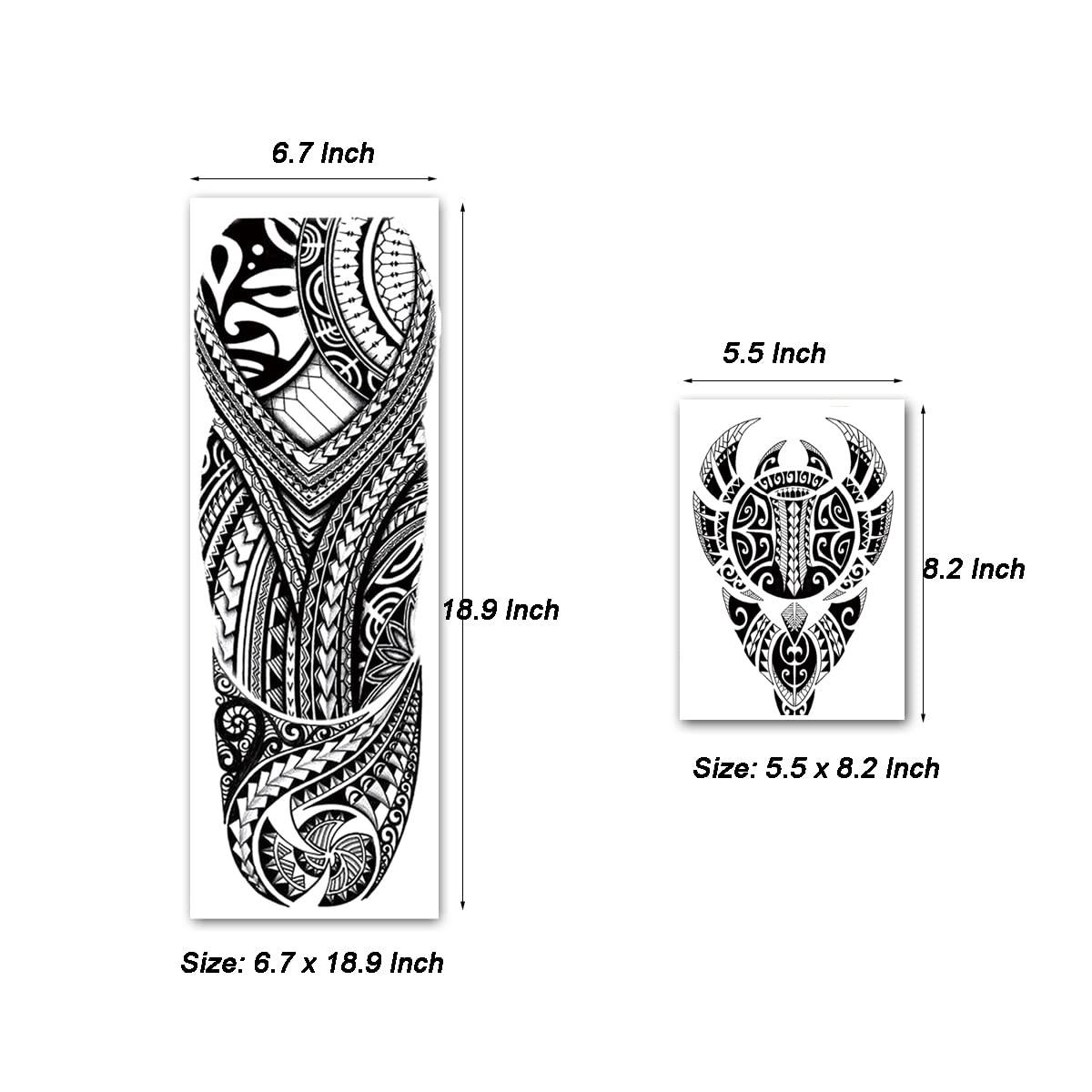 Kotbs Tribal Totem Temporary Tattoo Sleeves for Men and Women 15 Sheets 5 Full Arm and 10