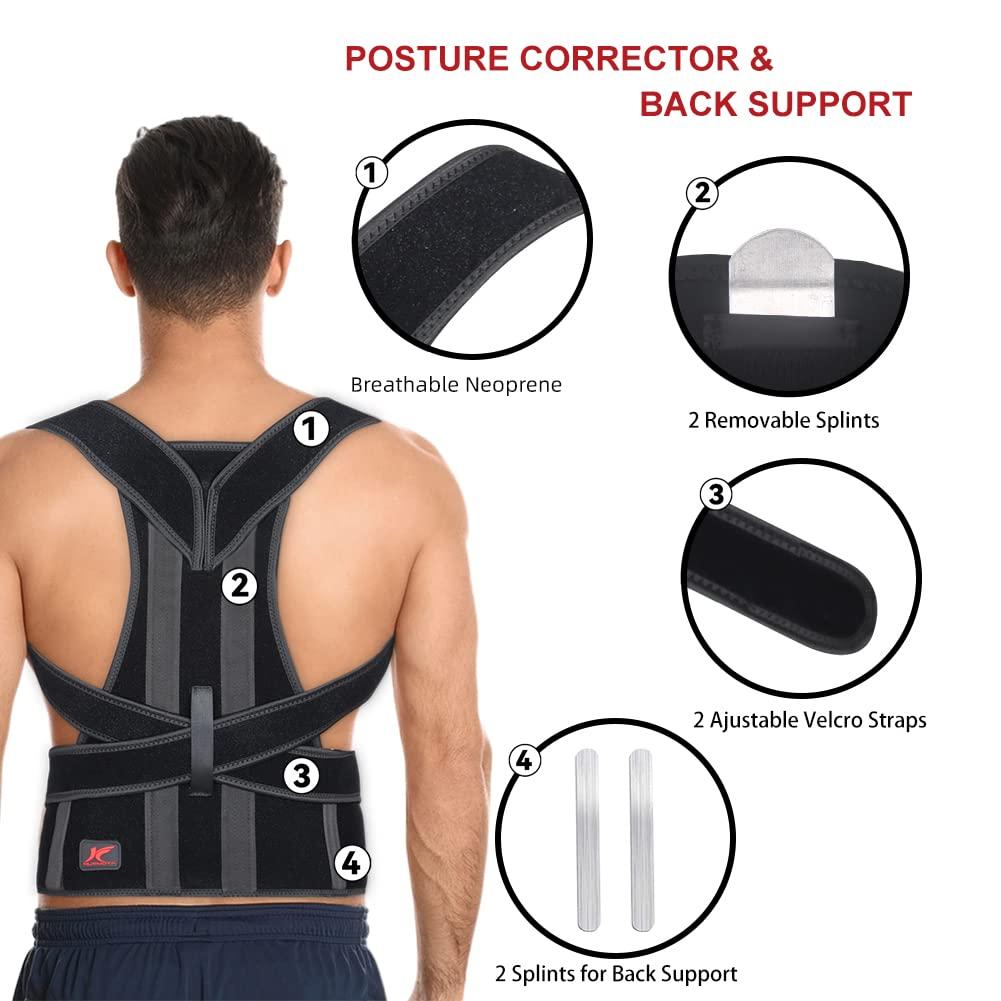 Back Brace Posture Corrector for Women and Men Lower and Upper Back Pain  Relief Hunchback and Scoliosis Straightener with 2 Removable Metal Splints  Support Adjustable Straps Belt Waist Trainer for Spine Lumbar