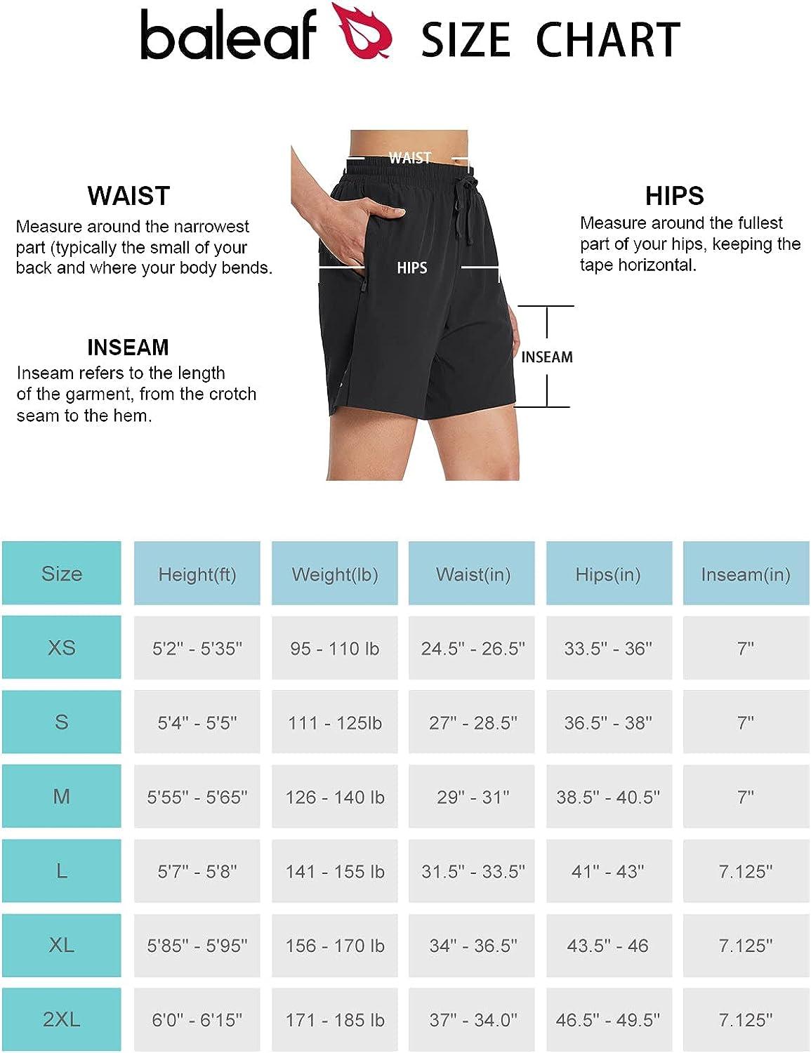 BALEAF Women's 7 Long Running Shorts No Liner Zipper Pockets Quick Dry  Athletic Workout Shorts Black Large