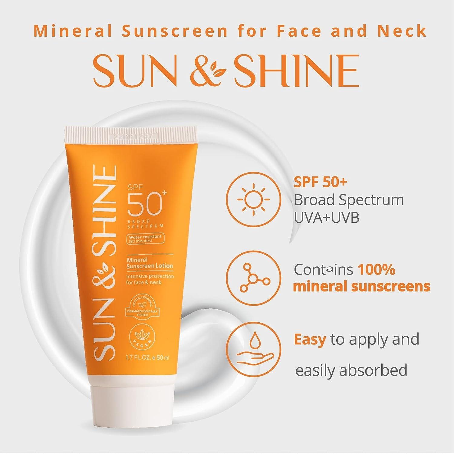 SUN & SHINE Mineral Sunscreen Lotion SPF50 1.7 Oz - Broad
