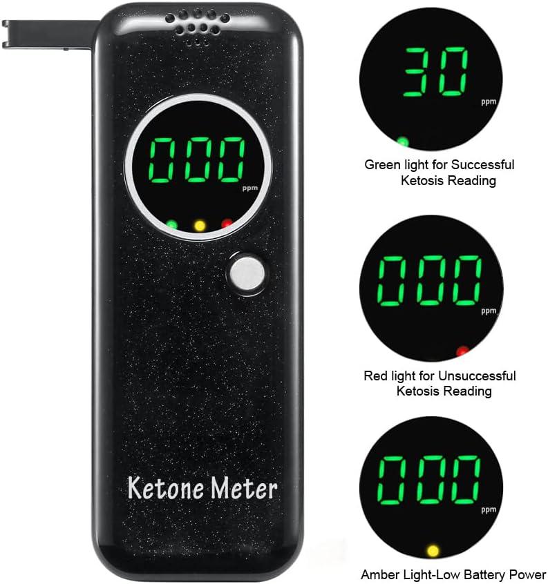 Ketone Breath Meter Ketosis Breath Analyzer Professional Grade Accuracy  Digital Ketone Breath Tester with 10 Mouthpieces for Ketosis Testing Black
