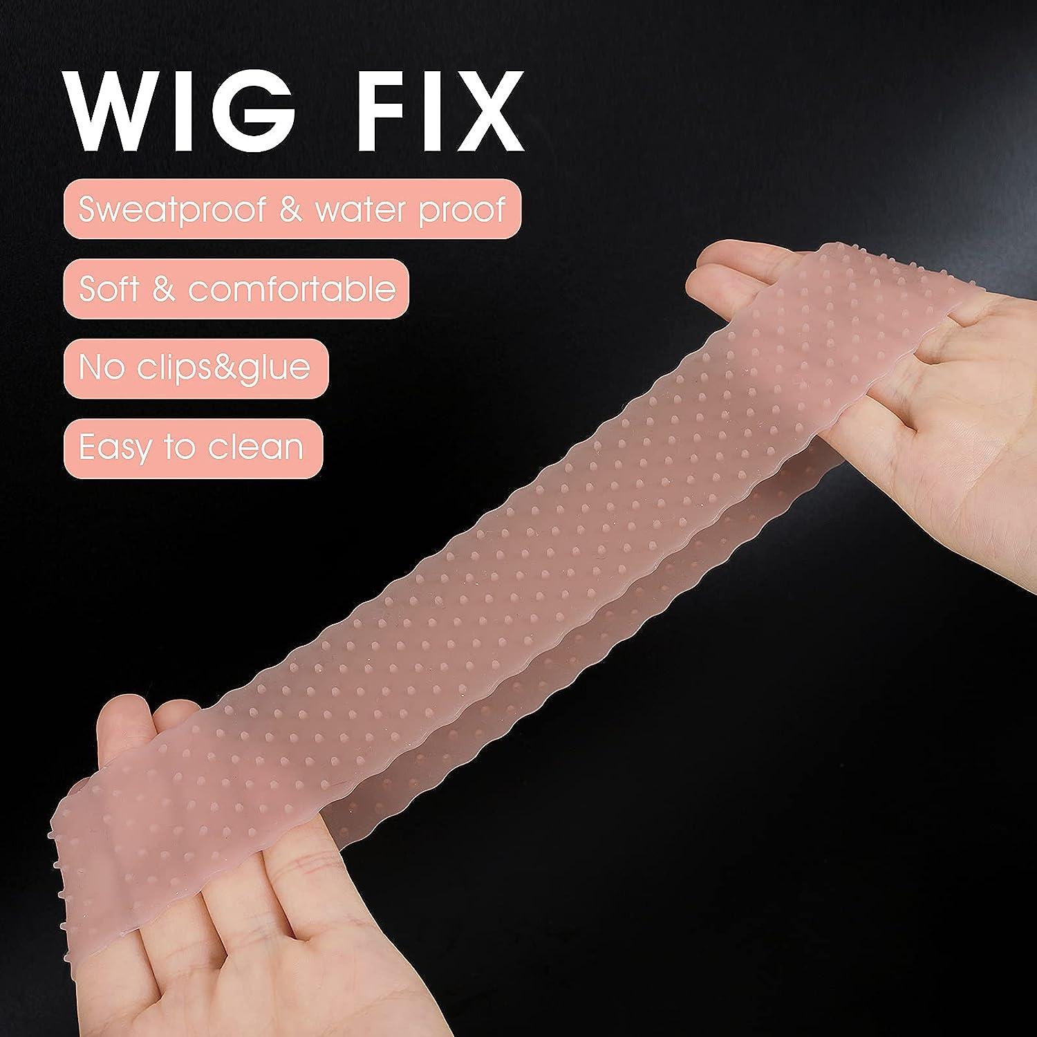 2 Pack No-Slip Wig Grip Band Silicone Wig Band Comfort Head Hair Band Extra  Hold Wig Headband Adjustable Women Hair Wig Band (Black+Skin Color) 