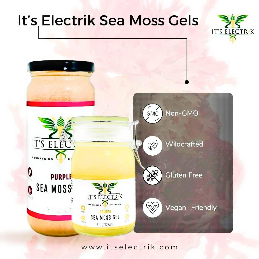 Wildcrafted Golden Sea Moss Gel (16 OZ) (8 OZ) 100percent All Natural  Gluten-Free Vegan Friendly Non-GMO Wildcrafted 8 Ounce