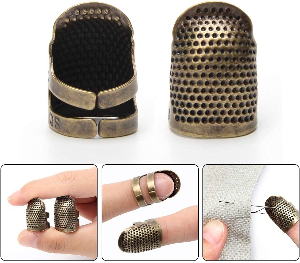 4 Piece Sewing Thimble Hand-Working Sewing Thimble Finger Protector  Adjustable Metal Finger Shield Ring Needlework Fingertip DIY Sewing Tools  Accessories