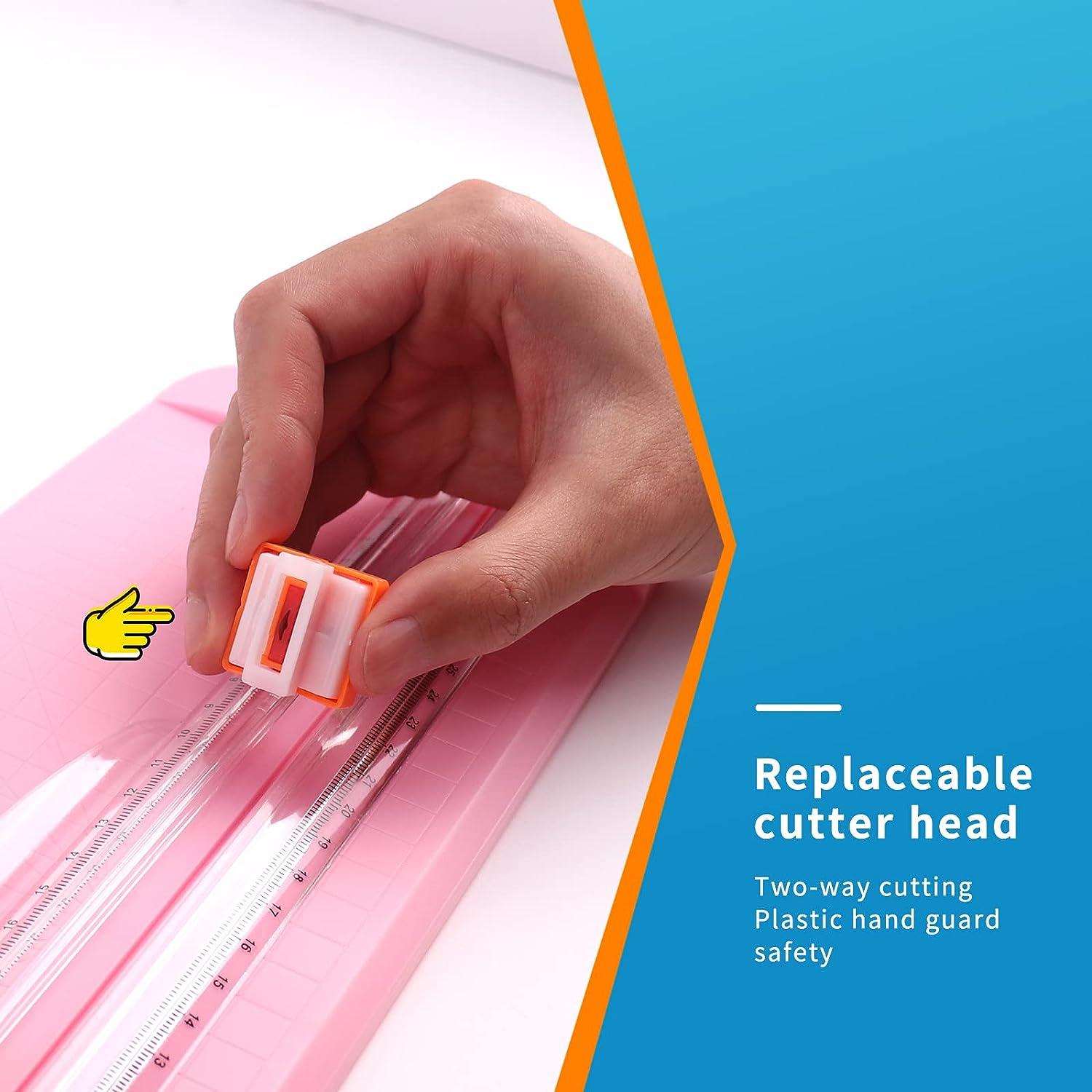 ZEQUAN Small Paper Trimmer Portable Paper Cutter for Label Origami Card  Photo Coupon Scrapbook Cardstock Laminated Paper and Craft Project Pink