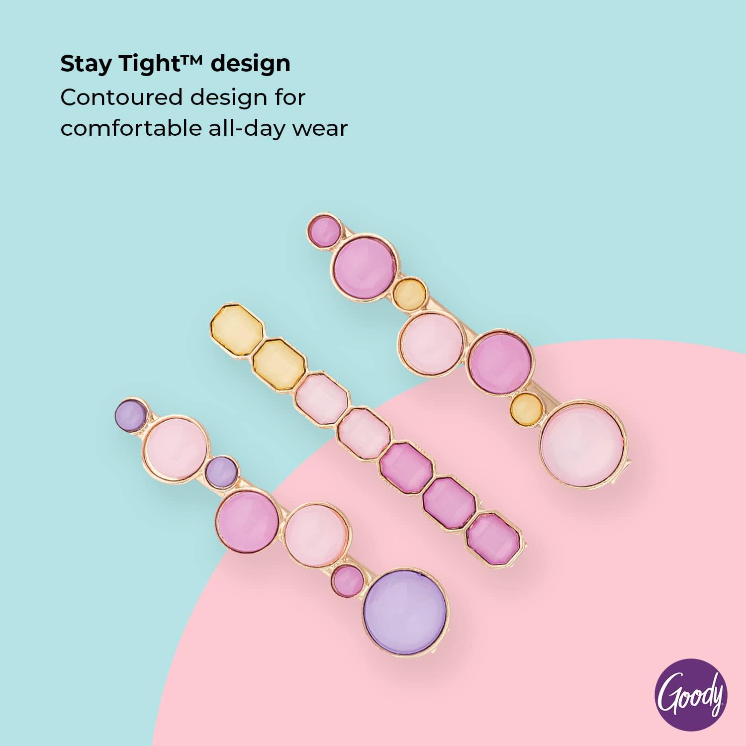 Goody Womens Hair Barrettes Assorted Watercolor Slideproof and Lock